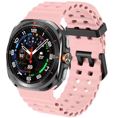 DEALELE Strap Compatible with Samsung Galaxy Watch Ultra 47mm (2025/2024), Soft Breathable Ocean Silicone Sports Replacement Bands for Galaxy Watch Ultra 2 / Ultra 47mm Women Men, Pink