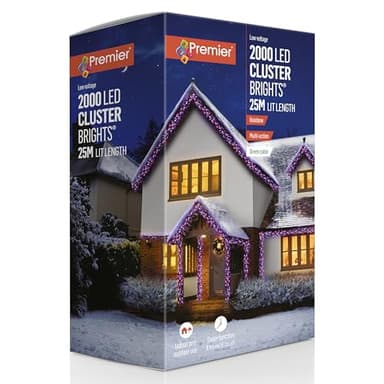 Premier 2000 Rainbow Multi Action LED Clusters Timer Christmas Lights