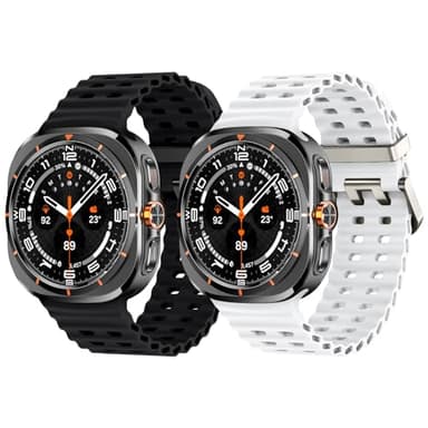 Joehwerr 2 Pack Sport Strap Compatible with Samsung Galaxy Watch Ultra 47mm (2024/2025) Strap, Soft Sport Silicone Breathable Wristband Men Women