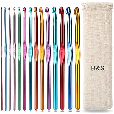 H&S Crochet Hooks Set & Needles Aluminium with Pouch Case for Beginners - 14pcs (2mm to 10mm Crochet Hook)