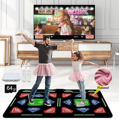 Music Double Dance Mat for Kids and Adults,64G Memory Card,Fitness Dance Games with MV/3D/Cartoon Dance Mode, 1000pcs Games and 885pcs Songs,81pcs MV for HDMI TV Fun Senior Flannel Materia