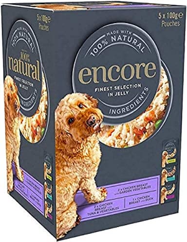 Encore Natural Wet Dog Food, Chicken Selection in Jelly,pack of 4 (5 x 100g) Pouches