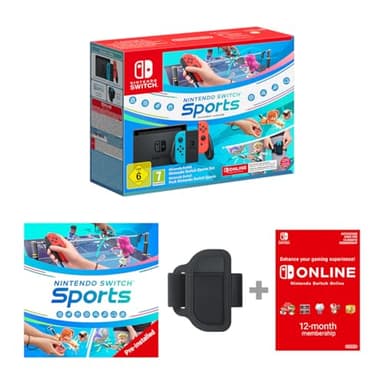 Nintendo Switch (Neon Red/Neon Blue) Switch Sports Pre Installed Switch Online 12 Month Subscription Redemption Code