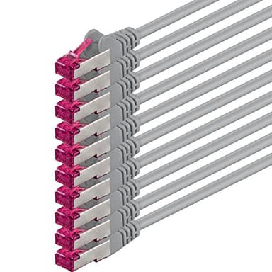 0.5m - gray - 10 pieces - network cable CAT6a (10Gb/s) S-FTP CAT 6a Lankacable - GHMT certified PIMF 500 MHz Cat5 Cat5e Cat6 Cat6a Cat7 for switch, router, modem, Internet