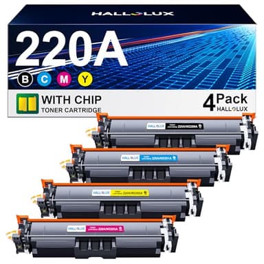HALLOLUX 220A Toner With Chip Compatibel for HP 220A 220X W2200A W2201A W2202A W2203A W2200X W2201X W2202X W2203X for Color LaserJet Pro MFP 4302fdw 4302dw 4202dw 4302fdn 4202dn (B/C/M/Y,4 Pack)