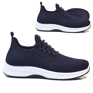 Men's Trainers - Lightweight Mesh Slip-On Running & Walking Shoes | Comfortable Wide Fit Athletic Sneakers with Memory Foam (Navy, UK Footwear Size System, Adult, Men, Numeric, Medium, 8.5)