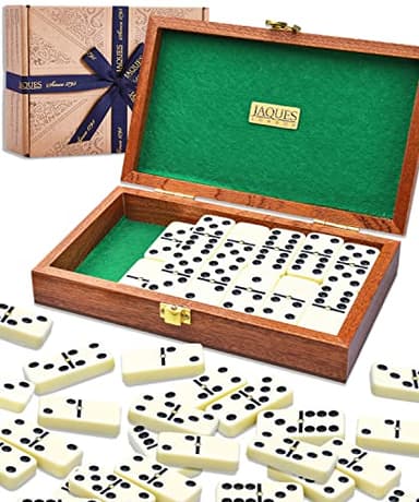 Jaques of London Luxury Dominoes - Double Six Dominoes Set in Handmade Mahogany Case…