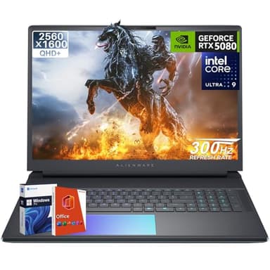 Alienware 18 Area-51 Gaming Laptop 2025, NVIDIA RTX 5080 16GB GDDR7, Intel Ultra 9 275HX (24-Core, Up to 5.4GHz), 18" QHD+ 300Hz, 64 GB DDR5, 1 TB SSD, Backlit KB, w/Windows 11 Pro & Office Lifetime