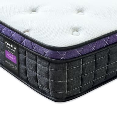 Inofia King Size Mattresses,Memory Foam Mattress with Spring 25cm,Sleeping Maximum,Motion Isolated Zero Pressure Hybrid Mattress,Support and Responsive Zoned Spring,100 Night Test (150×200cm)