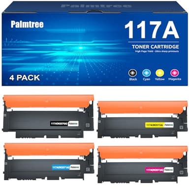 Palmtree 117A Compatible for HP colour laser 150nw toner cartridges HP Color Laser Laser 150nw toner MFP 179fnw 178nw 150a 178nwg 179fwg W2070A W2071A W2072A W2073A Black Cyan Yellow Magenta 4-Pack
