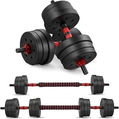 20kg 30kg Adjustable Dumbbells Set - Free Weights Dumbbell Handle Bars Pair - Excellent for Weight Lifting Body Building Home Gym Training Equipment Barbell Bench Press Exercise (20KG)