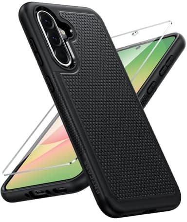 FNTCASE for Samsung Galaxy A56-5G Case: Dual Layer Protective Heavy Duty Cell Phone Cover Shockproof Rugged with Non Slip Textured Back - Military Protection Bumper Tough - 2025, 6.7 inch (Black)