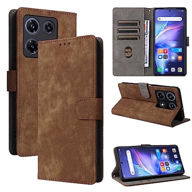 BELLA BEAR Infinix Note 30 Pro 4G Case, [RFID Blocking] Infinix Note 30 Pro 4G Wallet Case, with [Card Holder][Kickstand Function], Case for Infinix Note 30 Pro 4G-Brown
