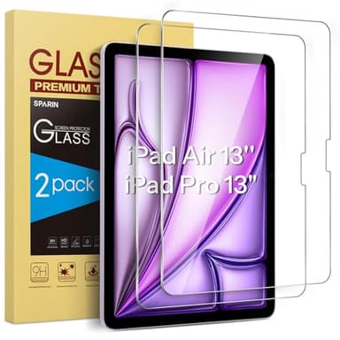 SPARIN 2 Pack Screen Protector for iPad Air 13 Inch M3 2025/ M2 2024 and iPad Pro 13 Inch M4 2024, Tempered Glass Film, Scratch Resistant, HD Clear