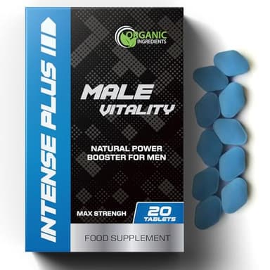 Intense Plus 20 Tablets for Men – Extra Strong, Fast-Acting Energy and Stamina Pills – for Enhanced Performance with Ginseng and Herbal Extracts – Made in The UK