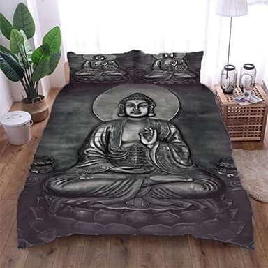 AOUAURO King size Duvet Cover Set Buddha Bedding Set with Hidden Zipper Microfiber Bedding Quilt Cover with 2 Pillowcases for Children Kids Teens Adults 230x220cm 3D Printed 3PCS Set