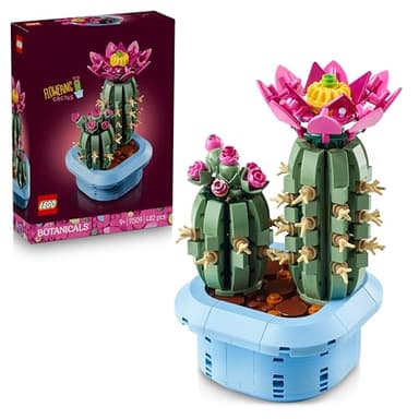 LEGO Botanicals Flowering Cactus - Artificial Potted Plant Set w/ 2 Cacti & Faux Flowers - DIY Bedroom Decor - Birthday Gift for 9+ Year Old Girls & Adult Plant Lovers - Valentine's Day Treat - 11509