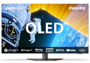 Philips Ambilight 55OLED809 4K OLED Smart TV - 55 Inch Display with P5 AI Perfect Picture Engine, Ultra HD Google TV, Dolby Vision and Atmos Sound, Works with Alexa and Google Voice Assistant