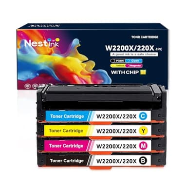 Nestink 220X Tonr (1 black, 1 cyan, 1 magenta, 1 yellow) 220X Tonr Cartrideges Compatible with HP Color LaserJet Pro MFP 4302fdw 4302dw 4202dw 4302fdn 4202dn W2200X W2200A 210A (4 Pack)