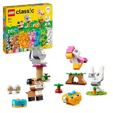 LEGO Classic Creative Pets - Colourful Bricks Set - Build Toy Dog, Cat, Rabbit, Hamster and Bird Animal Figures - Arts & Crafts Kit for 5+ Year Old Girls & Boys - Gift Idea - 11034