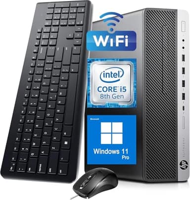 HP EliteDesk 800 G4 SFF Desktop PC, Intel Core i5-8500, 8GB RAM, 256GB SSD, WiFi, Bluetooth, US QWERTY Keyboard, Windows 11 Pro (Renewed)