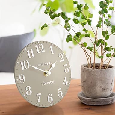 Thomas Kent London Thomas Kent 6inch Arabic Design Mantel Clock Sand Colour, 15cm diameter