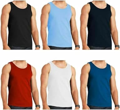 TT ThreadTrade Men's Cotton Vests Tank Tops,100% Cotton Summer Vests, Plain Vest Undershirt Sleeveless, Plain Breathable Slim Fit, S-2XL, Pack of 6, (UK, Alpha, 3XL, Regular, Regular, Assorted)