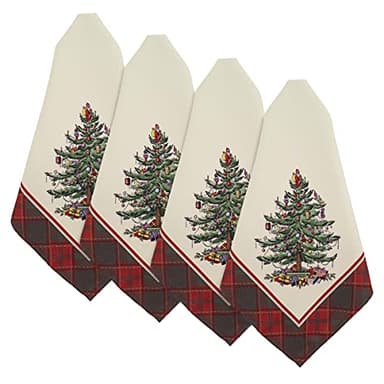 Spode - Napkin Set, Holiday Home Decor, Set of 4 (Spode Christmas Tree Tartan Collection)