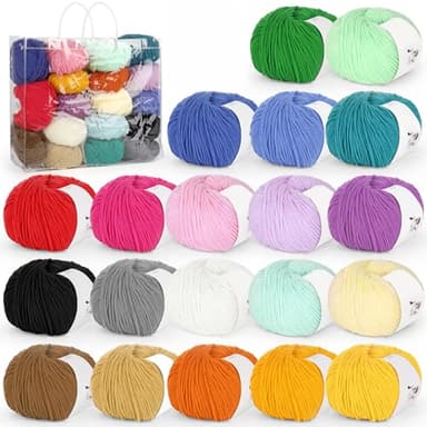 Reessy 20 Skeins Acrylic Yarn Knitting Wool for Crochet and Knitting, Super Soft Crochet Wool for Amigurumi Projects Handcrafts-90% Acrylic 10% Cotton, Ideal Yarn Set for Beginners and Professional