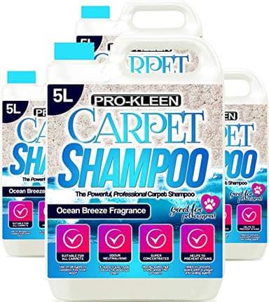 Pro-Kleen Professional Carpet & Upholstery Shampoo – Ocean Fragrance 20L - High Concentrate Cleaning Solution - Suitable For All Machines