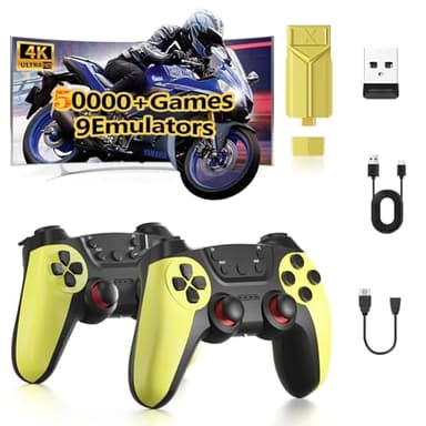 Retro Games Console, 40000+ wireless retro gaming console stick,HD HDMI TV Revisit Classic retro play Plug and Play game stick,Premium Competitive Dual Controllers black