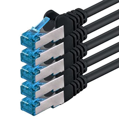 1aTTack.de 10m - CAT6a - network cable black - 5 pieces CAT 6 A patch cable 10000 Mbit s SFTP PIMF 500 MHz compatible with CAT5 CAT6 CAT7 DSL Internet Switch Router