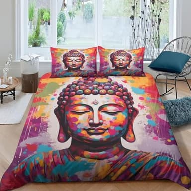 Buddha statue Printed Bedding Set,Kids Chid Duvet Cover Set 3D Single 90x190 cm Comforter/Quilt Bed Set 2 Piece for Boys Girls Luxury Bedspreads - Soft Hypoallergenic -92964172110578