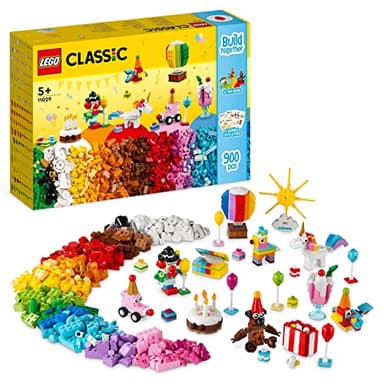 LEGO Classic Creative Party Box Bricks Set, Family Games to Play Together, Includes 12 Mini-Build Toys: Teddy Bear, Clown, Unicorn, Fun for All Aged 5 Plus 11029