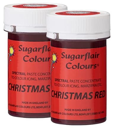 Sugarflair Spectral Christmas Red Food Colouring Paste, Highly Concentrated for Use with Sugar Pastes, Buttercream, Royal Icing or Cake Mix, Vibrant Colour Dye - 25g (Pack of 2)