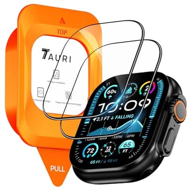 TAURI 2 Pack for Apple Watch Ultra 3 49mm Screen Protector, [2-Step Auto Installation], [Military Grade Protection] Tempered Glass Protector for Apple Watch Ultra 3/2/1 49mm