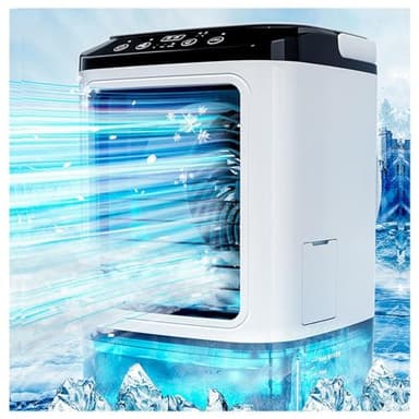 Silent Air Conditioners, 900ml Water Tank,with Ice Box,3 Wind Speeds Air-Conditioning Cooling Mist,7 LED Lights,with Handle Home Aircon for Home Travel Office