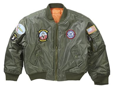 MA1 Bomber Flight Jacket with Badges (13-14 Years, Olive)