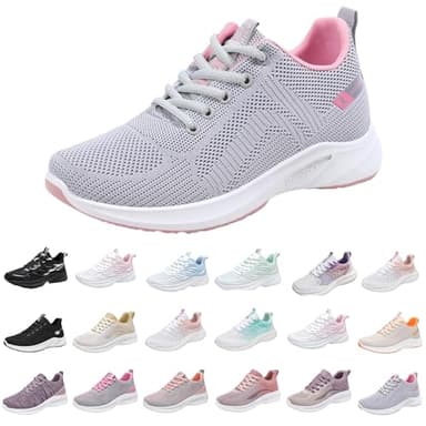Sports Direct UK Online Womens Trainers Low Top Running Shoes Breathable Mesh Orthopedic Sneakers Wide Fit Wedge Trainers Comfortable Lace Up Walking Shoes Clearance+Womens+Clothing Grey 5.5
