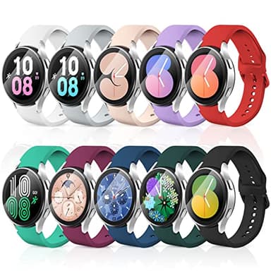 aceyoon 10PCS 20mm Watch Strap Compatible with Samsung Galaxy Watch 6/5/4 40mm 44mm/Watch 5 pro 45mm, Soft Silicone Sport Strap for Galaxy Watch 6 Classic 43mm 47mm Smart Watch Band for Women Men (S)