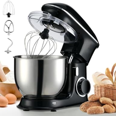 Warmiehomy 7L Stand Mixer Food Mixers for Baking, 1400W Electric Kitchen Mixers Dough Mixer Cake Mixer with Stainless Steel Bowl, Beater, Dough Hook, Whisk for Baking, Black