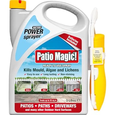 Patio Magic! Battery Power Sprayer: Ideal for Patios, Paths and Driveways (Kills Algae and Lichens), 5 Litres (Package may vary)