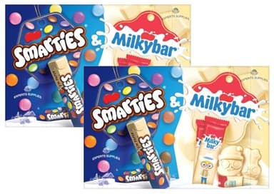 NewKit Kat Chunky, White NewSmaries & NewMilkybar Selection Pack of 2 Each | New Chocolate Selection Box | Perfect Gifr for Christmas and New Year (x2 Pack, Smaries & Milkybar Selection)