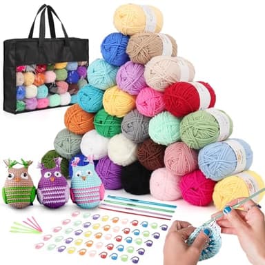 Aeelike Crochet Yarn Acrylic Yarn Knitting Wool, 28Pcs x 25g Multi Coloured Soft Crochet Wool for Crochet Kits for Beginners Adults, Ideal for Crocheting Knitting and Amigurumi or DIY Craft Projects