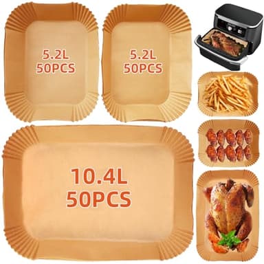 150PCS Air Fryer Liners for Ninja Foodi FlexDrawer AF500UK 10.4L & Duronic AF34 10L, Air Fryer Accessories Disposable Parchment Paper for COSORI Dual Air Fryer TwinFry 10L & Ometa 9L