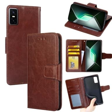 BELLA BEAR Infinix GT 30 Pro 5G Case [Card Holder] [Kickstand] [Wallet Case] Leather Flip Wallet Case for Infinix GT 30 Pro 5G Brown