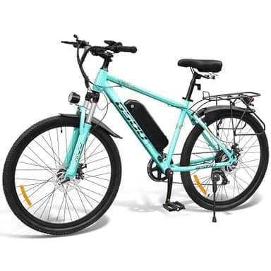 GSOU Electric Bike for Adults, 26'' E-Bike UK Legal 250W, E-Mountain Bike 60+ Miles Range - 13Ah Removable Battery, 7 Speed, Smart LCD, Dual Disc Brakes, Lockable Suspension, City Commute Road E-Bike