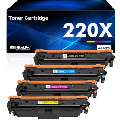 220X 220A Toner With Chip for HP 220X Toner Set Compatibel Color Laserjet Pro MFP 4302dw 4302fdw 4202dw 4202dn 4302fdn (4 Pack: W2200X W2201X W2202X W2203X, Black Cyan Yellow Magenta)