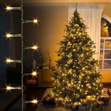 EcoNour Christmas Tree Lights, Cluster Compact 2000 LED Warm White | 8 Hrs On Timer, 8 Light Mode, 2.5cm Bulb Distance Fairy String Lights Plug in - Timer and Memory Functions -Outdoor/Indoor Use