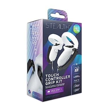 STEALTH Sense Controller Grip Kit Compatible with Meta Quest 2, Adjustable Knuckle Straps, Easy-Fit Grips with Halo Ring Protection